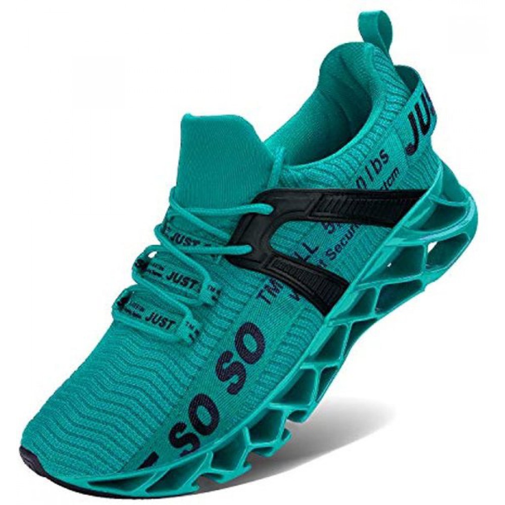 Mens Runing Shoes Walking Non Slip Blade Type Sneakers Lake Blue